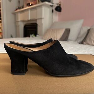 The Row Adela black suede mules with block heel size 40
